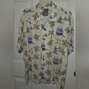 Pineapple Connection Tropical Print Button-Up Shirt Size L